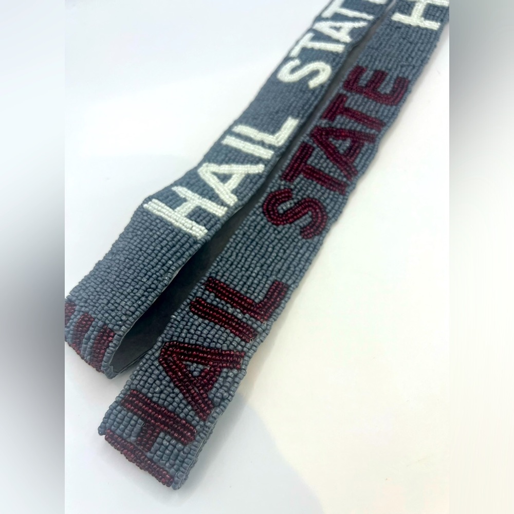 Hail State Bulldogs College GameDay Beaded Strap Maroon Gray